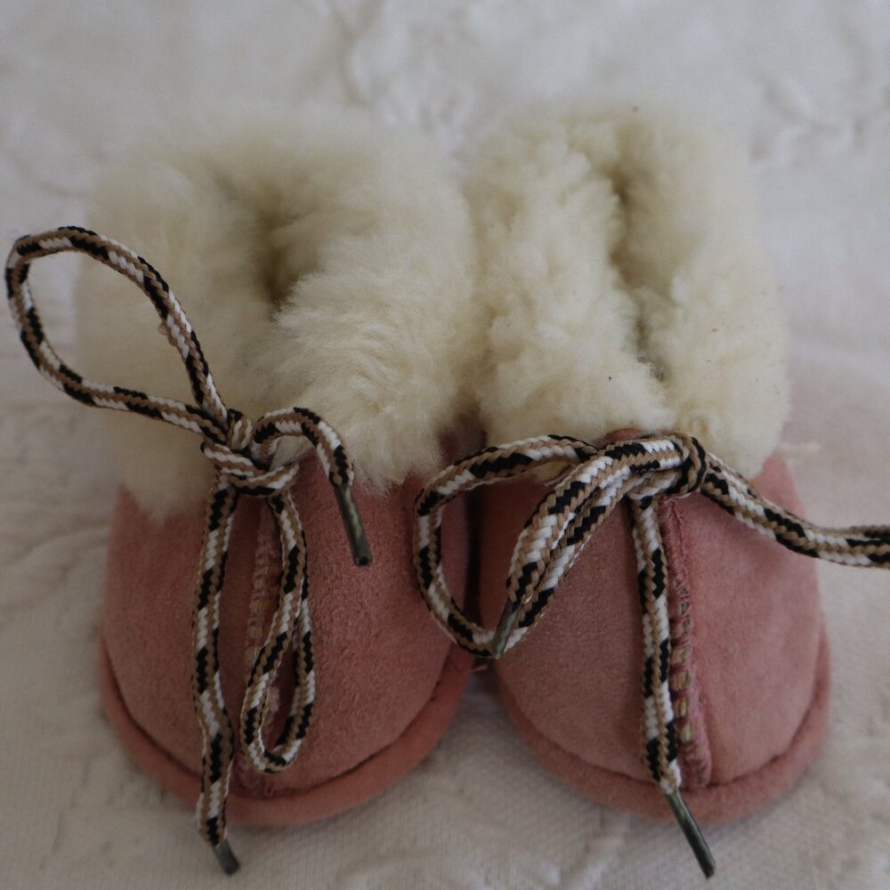 Dusty Pink Infant/Toddler Sheepskin Booties Slippers